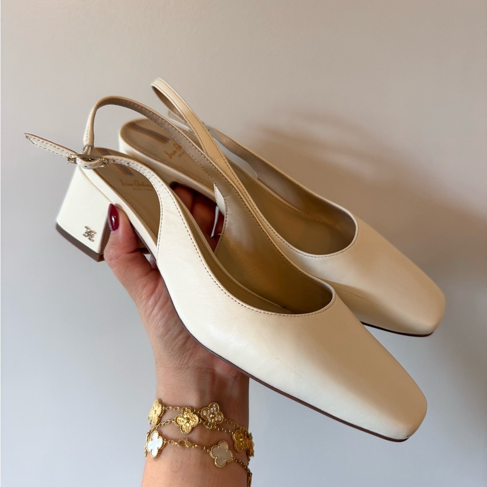 Ivory Leather Slingbacks - Picture 2 of 6